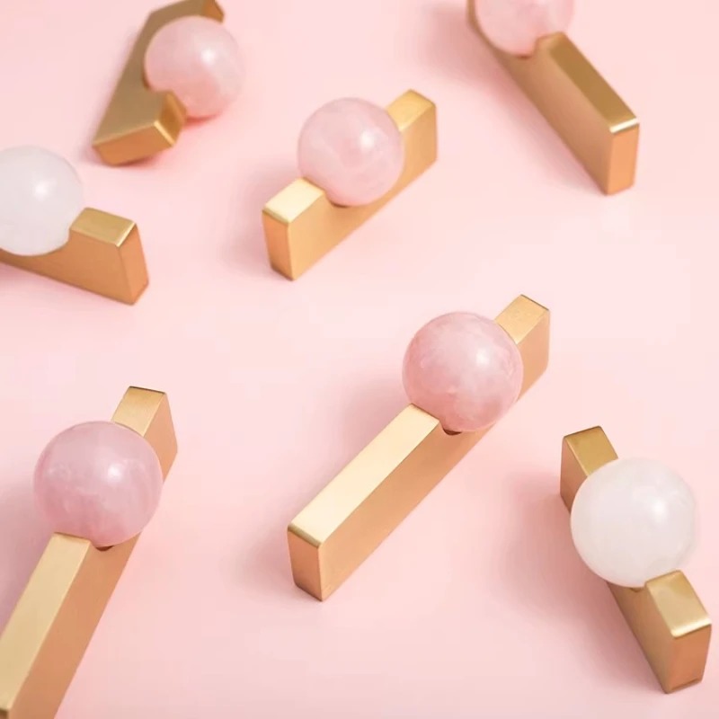 Furniture Hardware Drop Pulls - Bola de cristal branca + puxadores